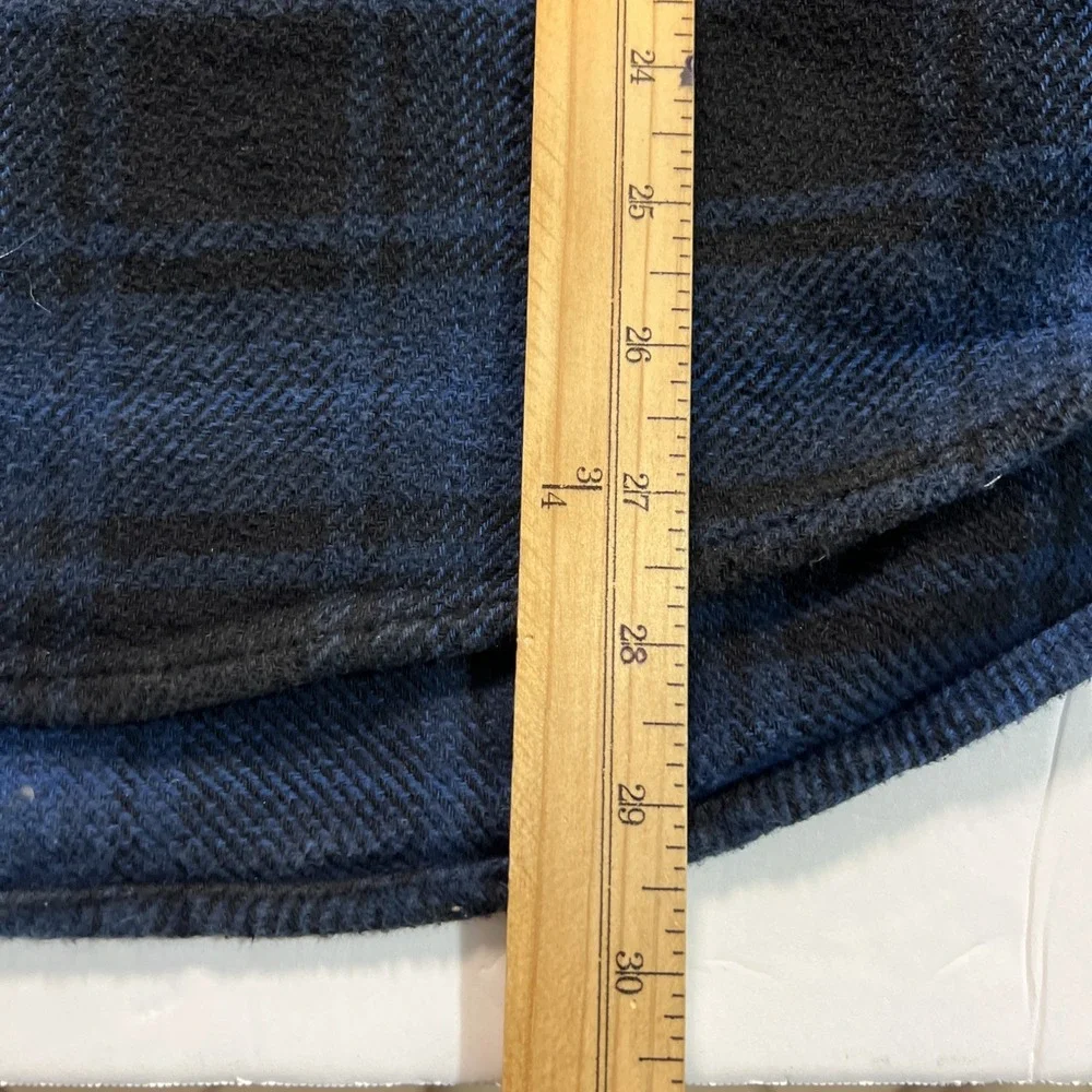 Orvis Men's Big‎ Bear Blue Black Plaid Heavy Flannel Button Down Size Medium - Picture 7 of 9